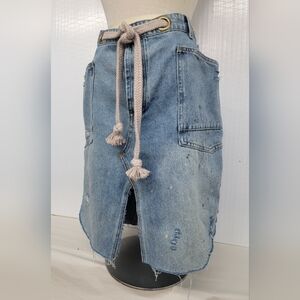 Upcycled Denim Jean Skirt Bohemian Hippie